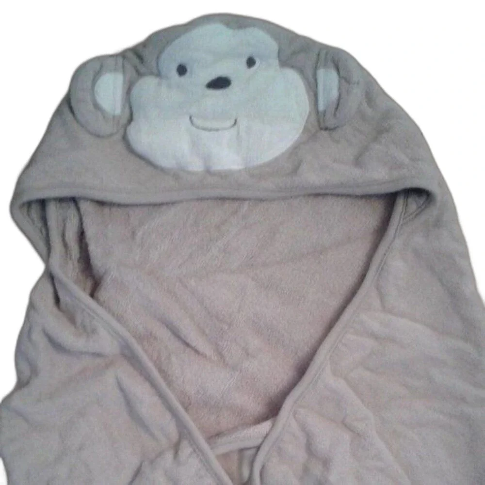 Carter's Baby Bath Towel with Hood, Tan, Monkey Design, Unisex Gender Neutral